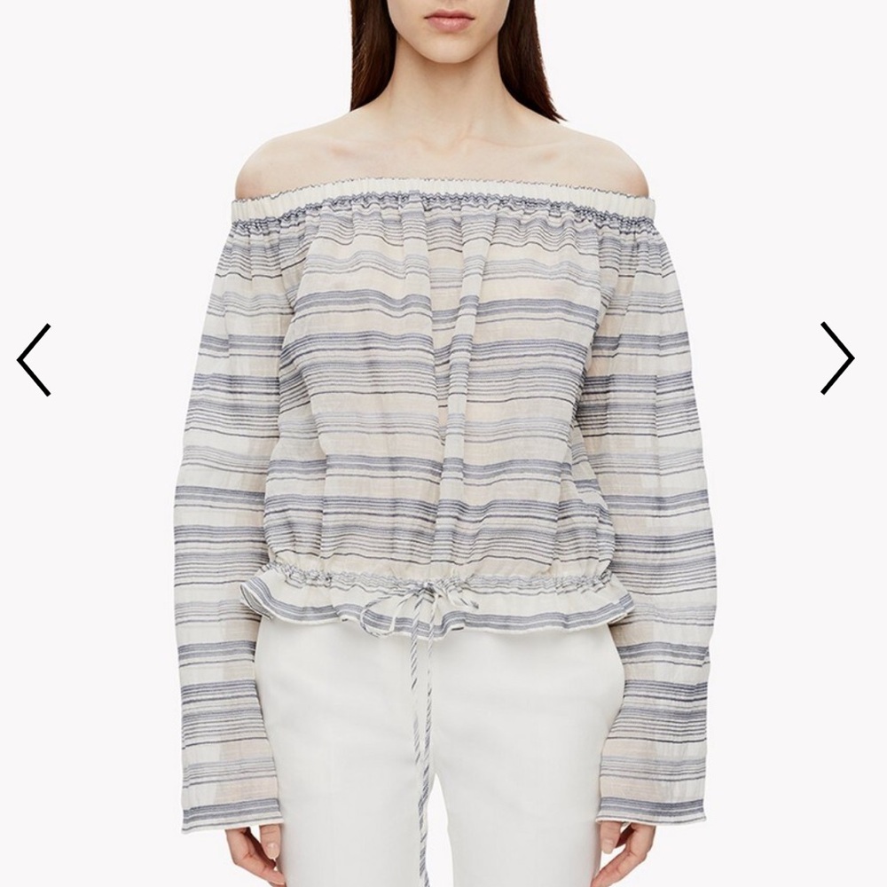 Theory Odettah-Vall Off-Shoulder Silk Blend Top